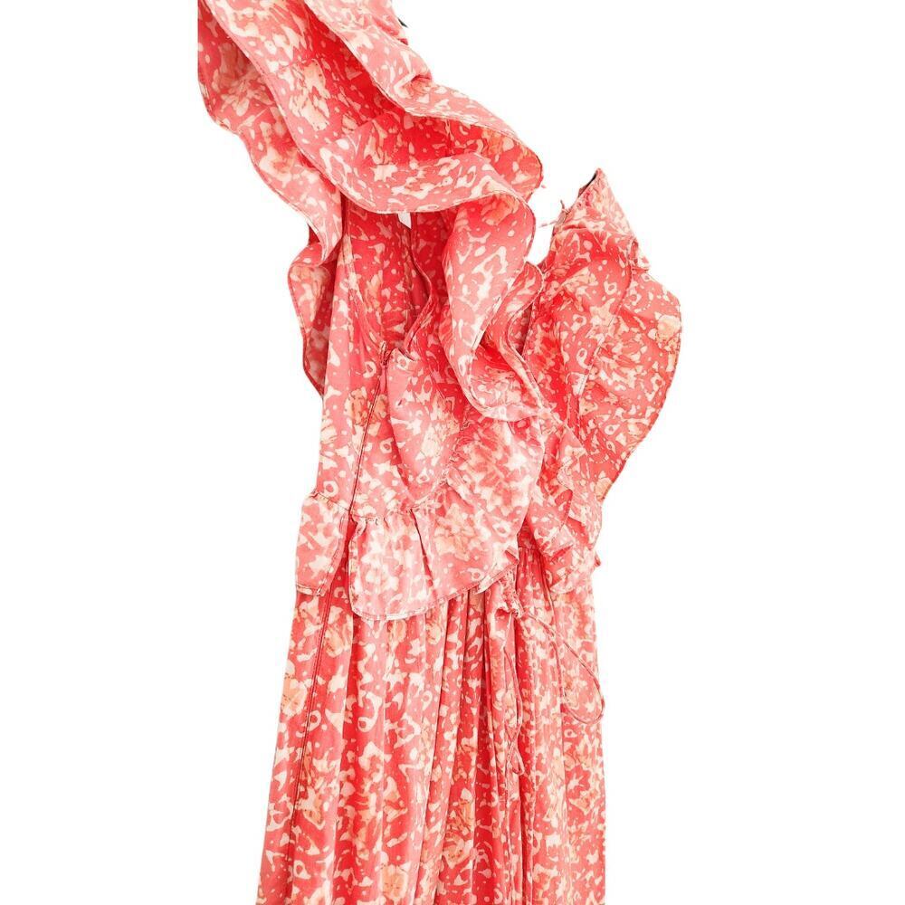 ULLA JOHNSON‎ Freida Printed Cotton Midi Dress Coral Batik Red Orange White US 4 - Picture 8 of 12